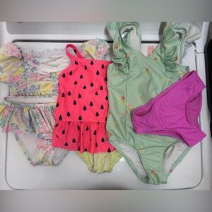 Janie and Jack Floral Swimsuit with Bow Bundle